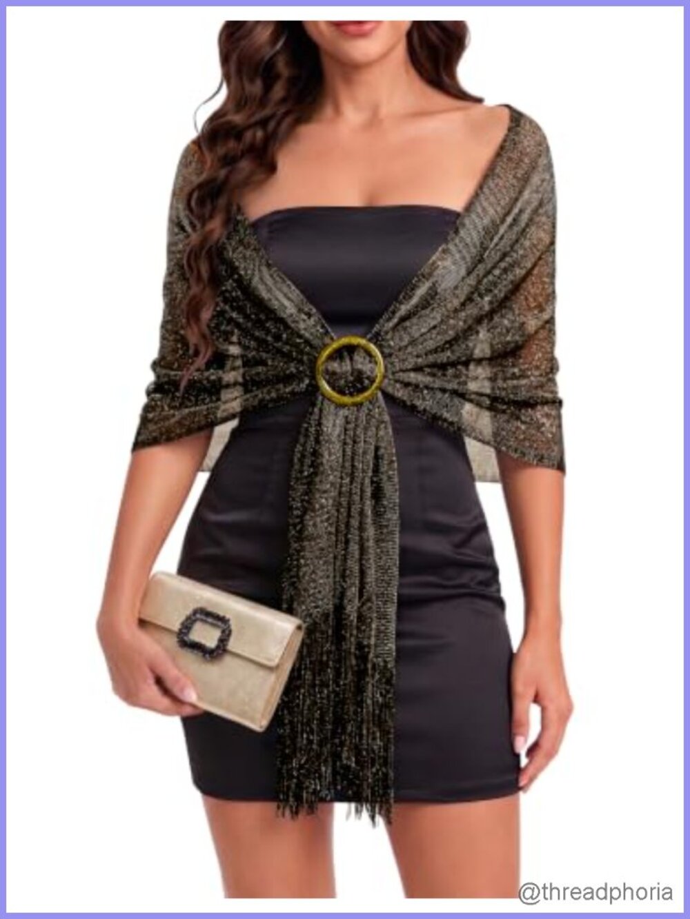 Womens Metallic Glitter Shawl Wrap Evening Dress Scarf Fringe